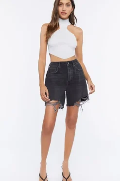 Sweater-Knit Mock Neck Crop Top