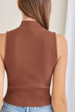 Sweater-Knit Mock Neck Top