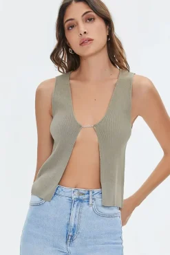 Sweater-Knit Open-Front Top