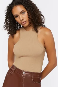 Sweater-Knit Racerback Bodysuit
