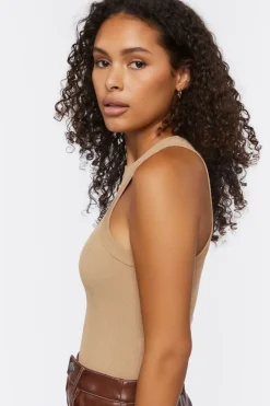 Sweater-Knit Racerback Bodysuit