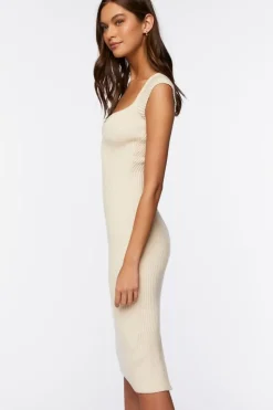Sweater-Knit Ribbed Midi Dress
