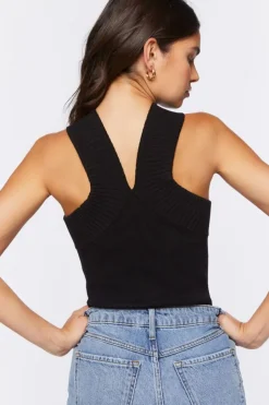 Sweater-Knit Sleeveless Bodysuit