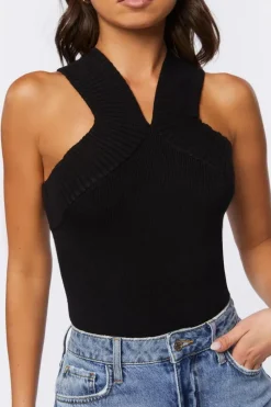 Sweater-Knit Sleeveless Bodysuit