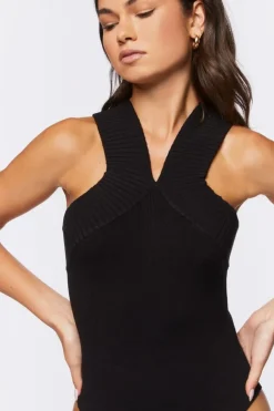Sweater-Knit Sleeveless Bodysuit