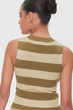 Sweater-Knit Striped Tank Top