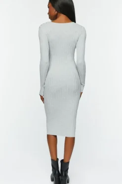 Sweater-Knit V-Neck Midi Dress