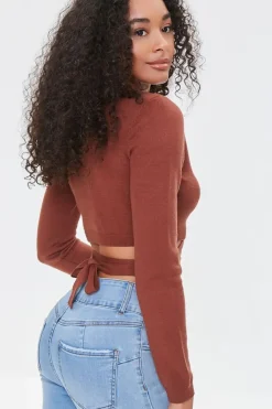 Sweater-Knit Wrap Crop Top