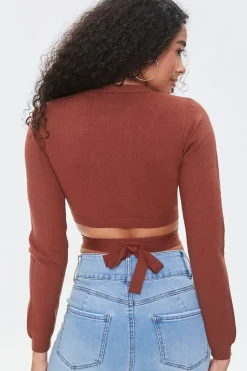 Sweater-Knit Wrap Crop Top