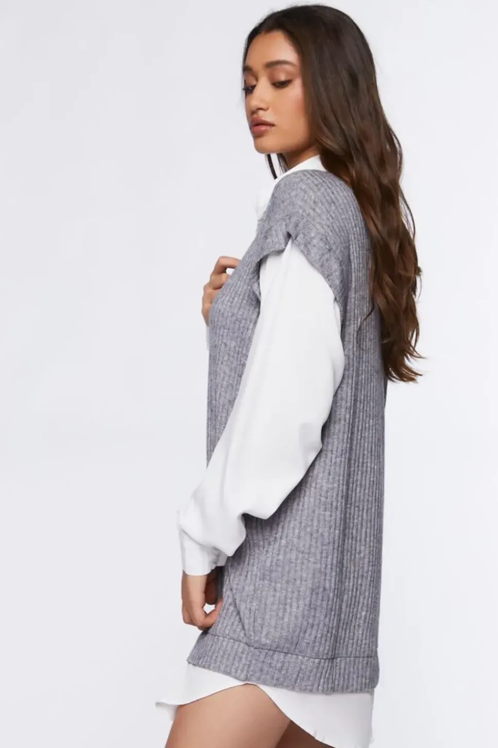 Sweater Vest & Shirt Combo Dress
