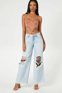 Sweetheart Denim Corset Crop Top