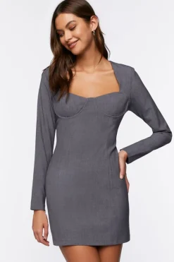 Sweetheart Long-Sleeve Mini Dress