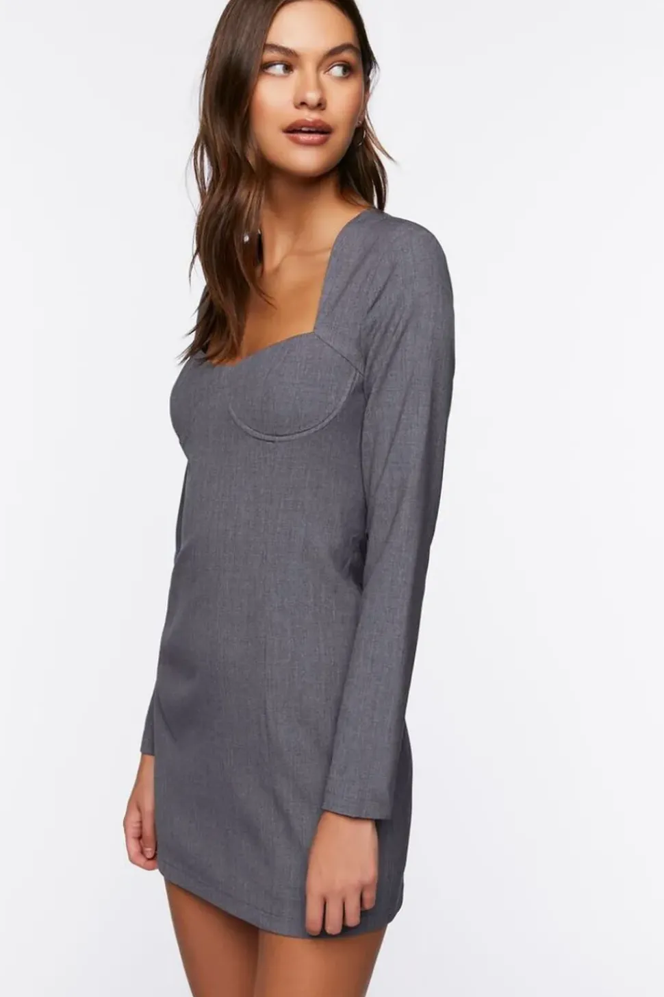 Sweetheart Long-Sleeve Mini Dress