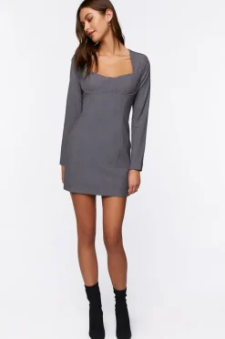 Sweetheart Long-Sleeve Mini Dress