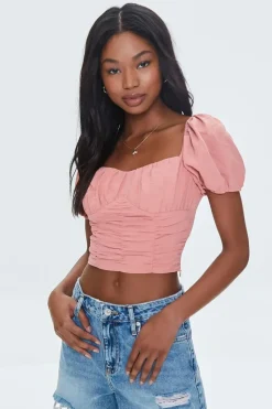 Sweetheart Puff-Sleeve Crop Top
