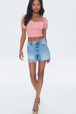 Sweetheart Puff-Sleeve Crop Top