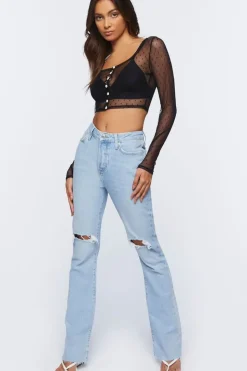 Swiss Dot Mesh Crop Top