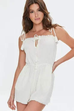 Tassel Frayed Cami Romper