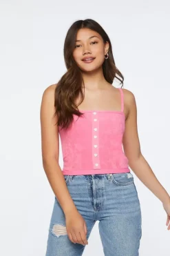 Terry Cloth Heart-Button Cami