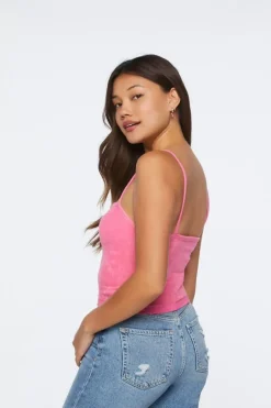 Terry Cloth Heart-Button Cami