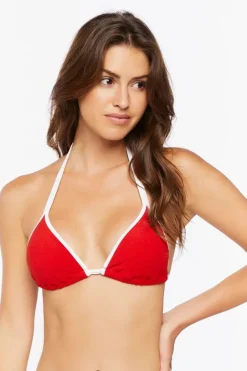 Terry Cloth Triangle Halter Bikini Top