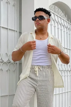 Textured Button-Up Shirt