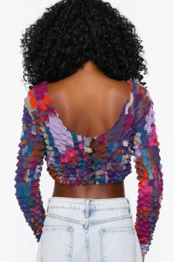 Textured Chiffon Crop Top