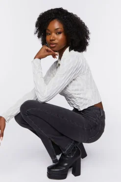 Textured Cropped Shirt