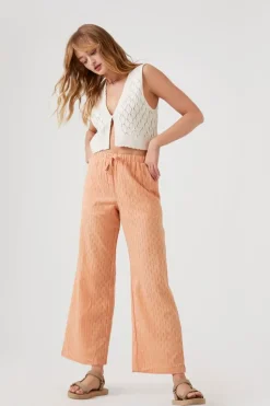 Textured Drawstring Wide-Leg Pants