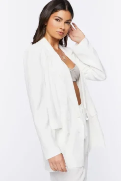 Textured Notched Double-Breasted Blazer