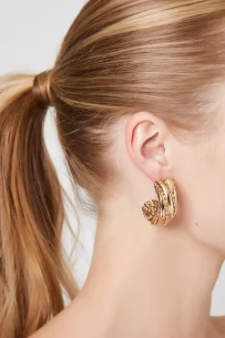 Textured Open-End Hoop Earrings