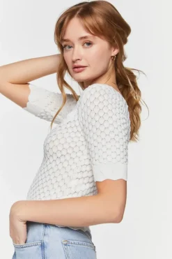 Textured Short-Sleeve Crop Top