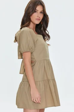 Tie-Back Poplin Mini Dress