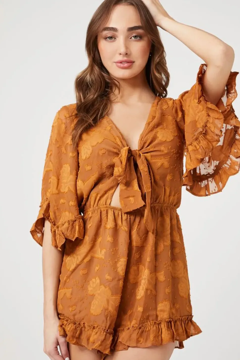 Tie-Front Cutout Romper