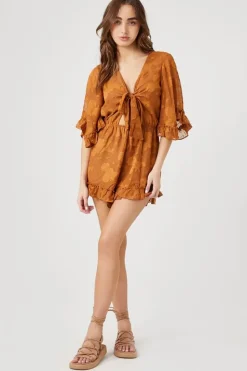 Tie-Front Cutout Romper