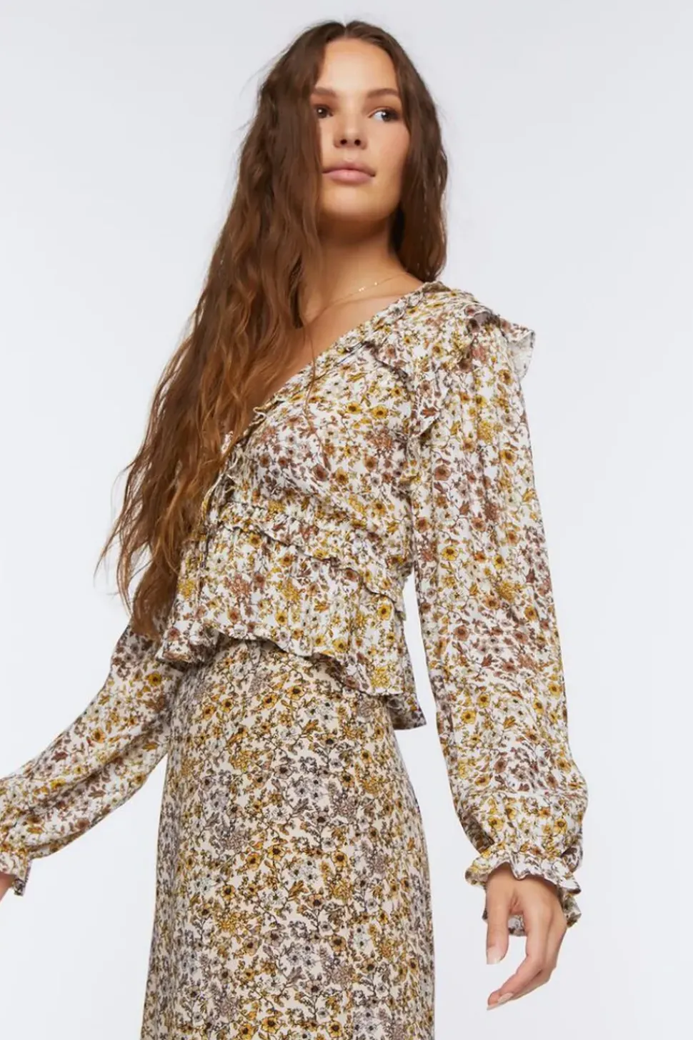Tie-Front Floral Print Top