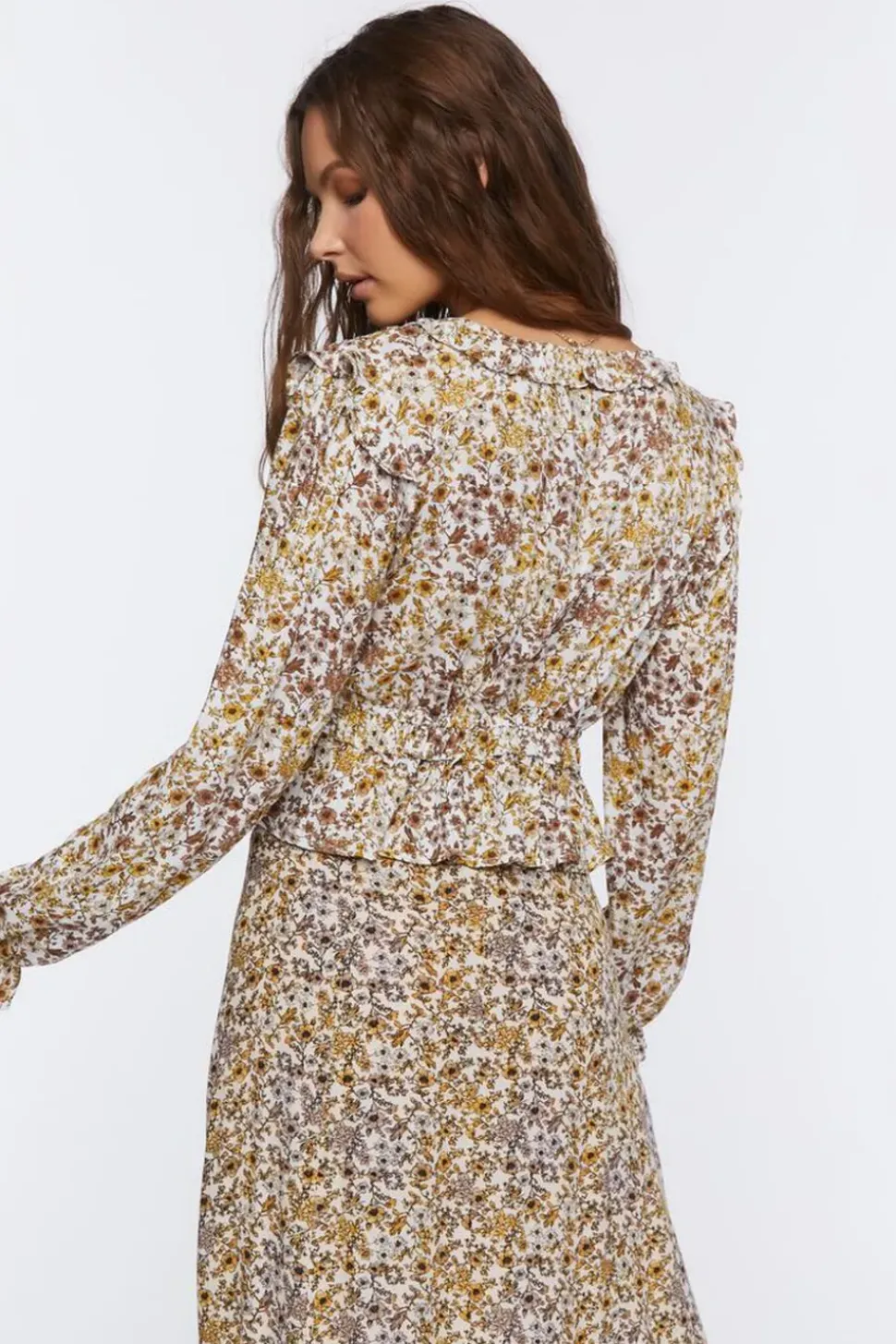 Tie-Front Floral Print Top