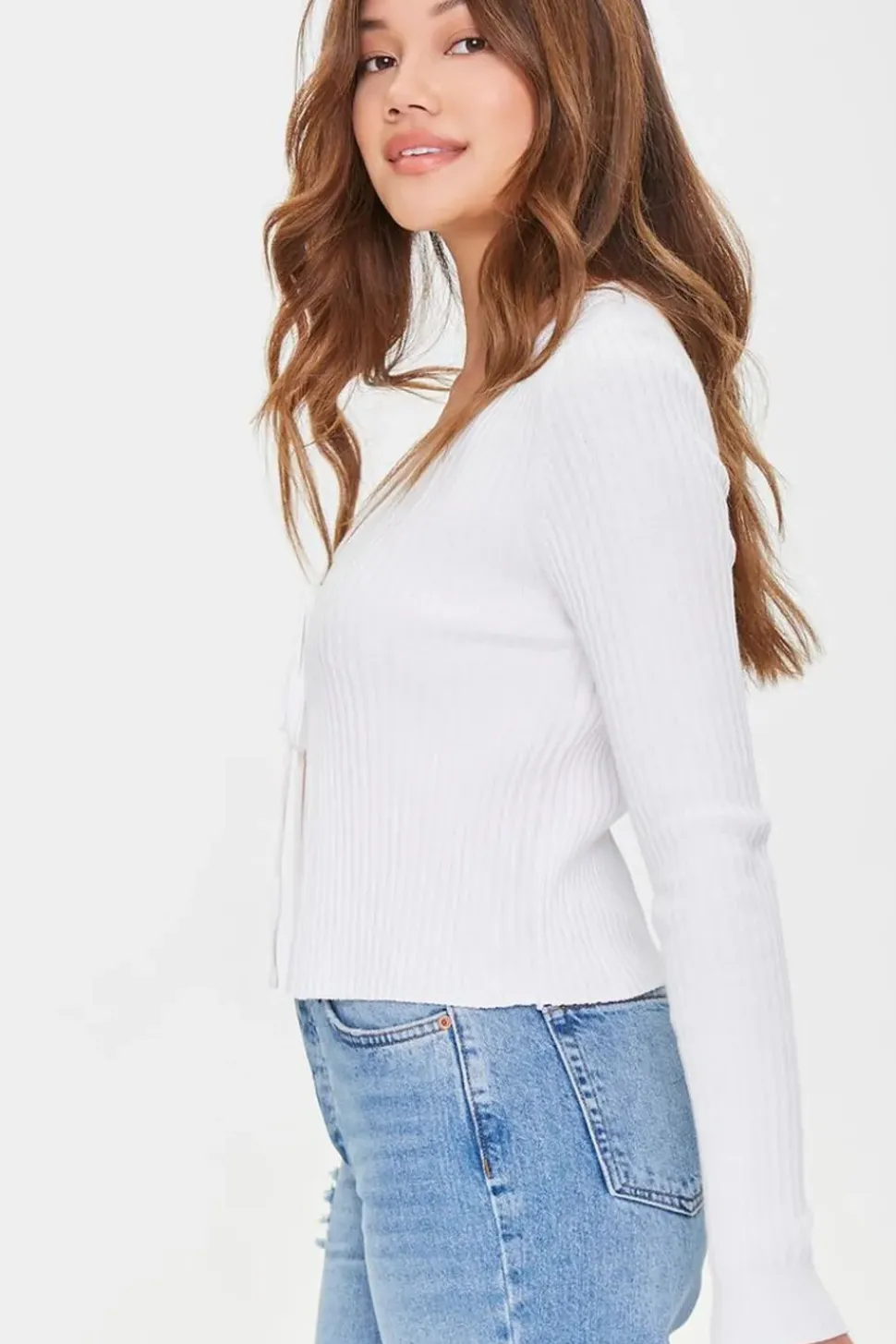 Tie-Front Sweater-Knit Top