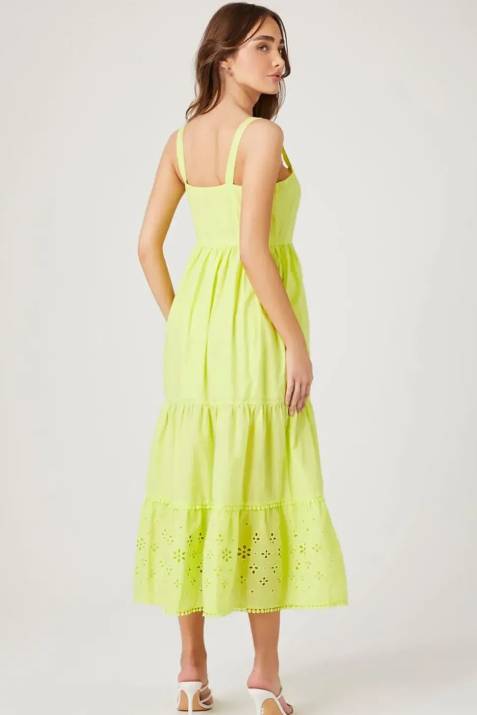 Tiered Eyelet Midi Dress