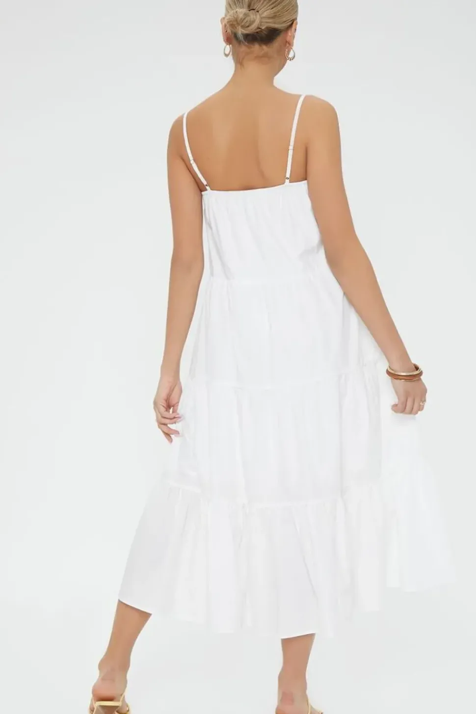 Tiered Flounce Midi Cami Dress