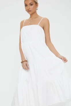 Tiered Flounce Midi Cami Dress