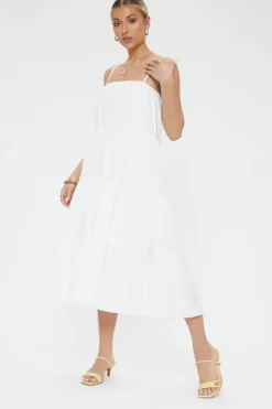Tiered Flounce Midi Cami Dress