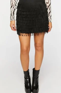 Tiered Fringe Mini Skirt
