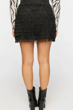 Tiered Fringe Mini Skirt