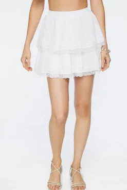 Tiered Lace-Trim Mini Skirt