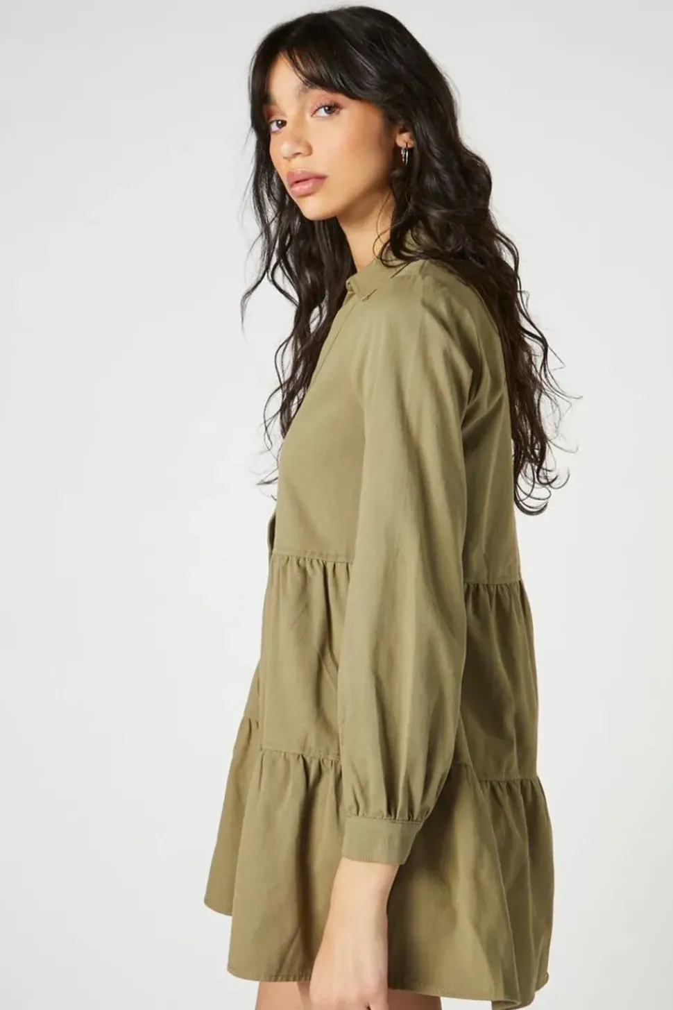 Tiered Mini Shirt Dress
