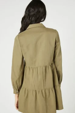 Tiered Mini Shirt Dress