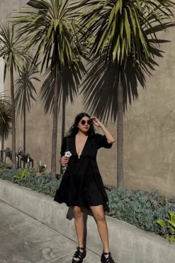 Tiered Plunging Mini Dress