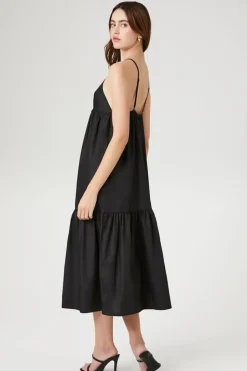 Tiered Poplin Cami Midi Dress