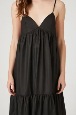 Tiered Poplin Cami Midi Dress